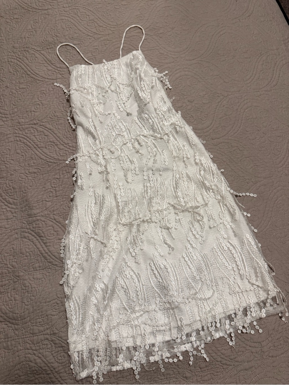 Lulus White Sequin Fringe Mini Dress